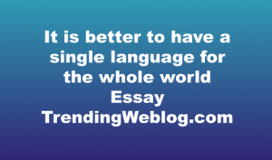 It is better to have a single language for the whole world
